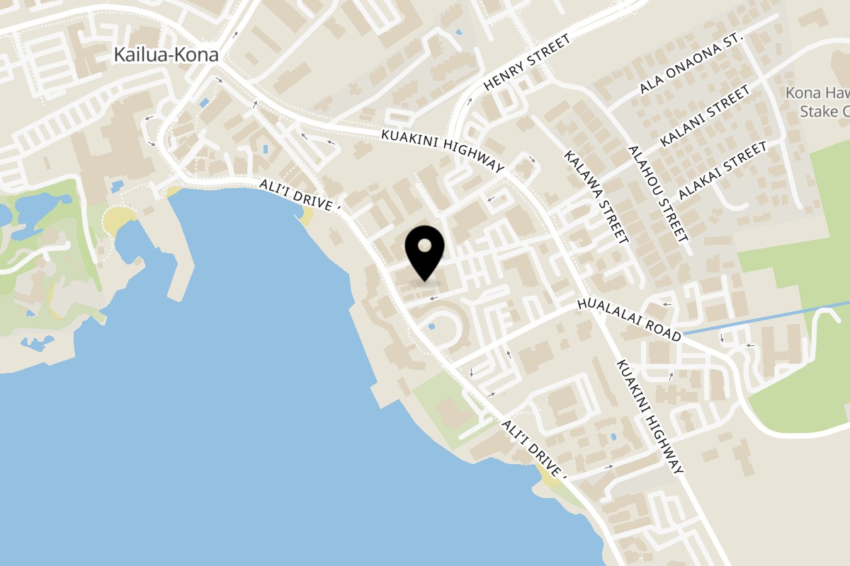 Map showing the location of Journey Cafe Big Island on 75-5729 Ali‘i Dr C-106 in Kailua-Kona